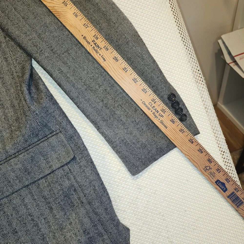 Botany 500 Mens Grey Herringbone‎ Lambswool Blazer Sport Coat 44 Long 44L